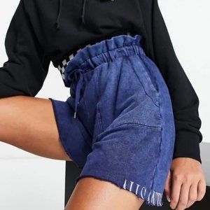 AllSaints Blue Navarre Paperbag Waist Drawstring Shorts